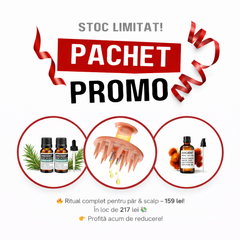 Pachet Promo Ritual Păr & Scalp – Perie + Ulei de Ricin +Set de 2 Ulei Rozmarin