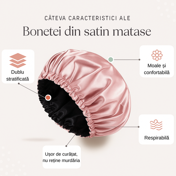 Boneta din material satinat pentru protectia parului